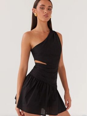 NWT Sunkissed Hearts Linen Mini Dress - Black Size 10